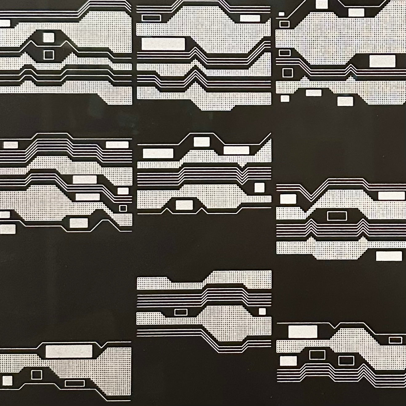 Cluster Phobia - Silkscreen, 1973 by Manfred Mohr, b. 1938