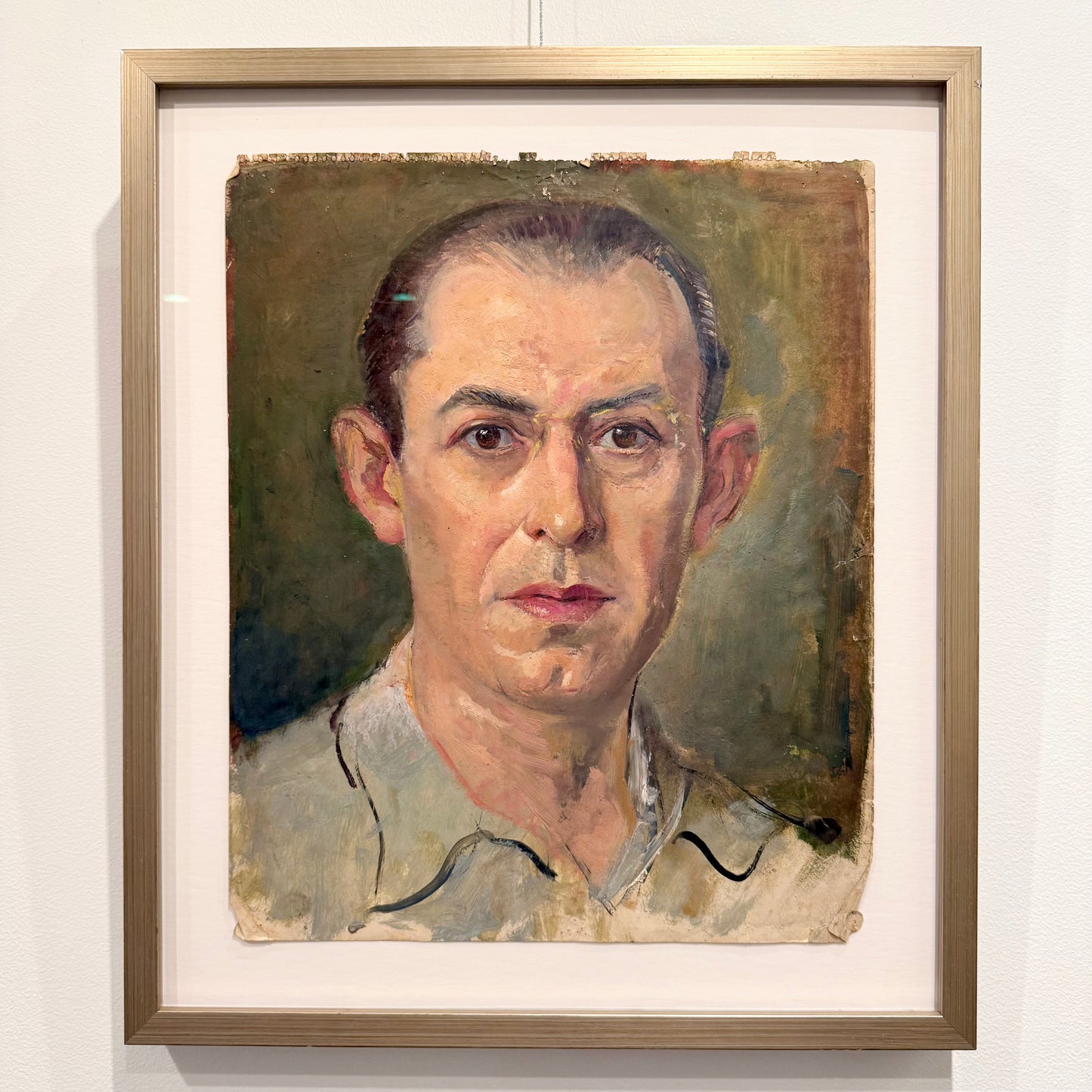 Self Portrait - Oil on Paper by Tino Costa (1891-1947)
