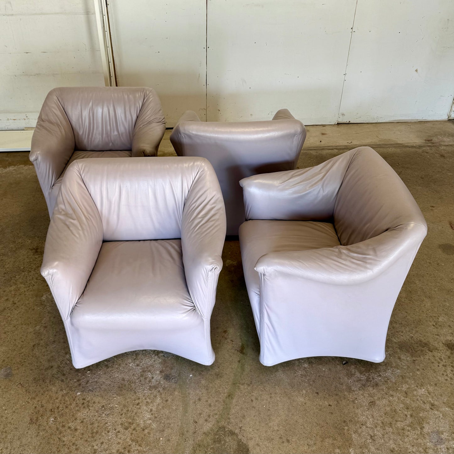 "Tentazione" Leather Club / Dining Chairs on Casters - Mario Bellini for Cassina - 4 Available