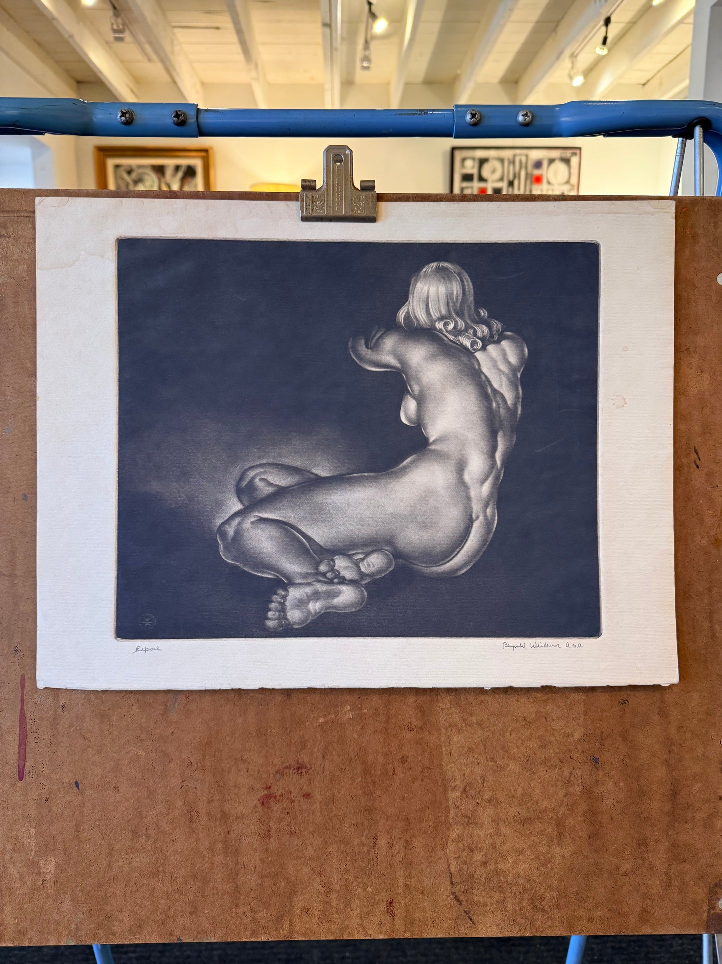 "Repose" - Art Deco Etching by Reynold Weidenaar (1915-1985) - Unframed