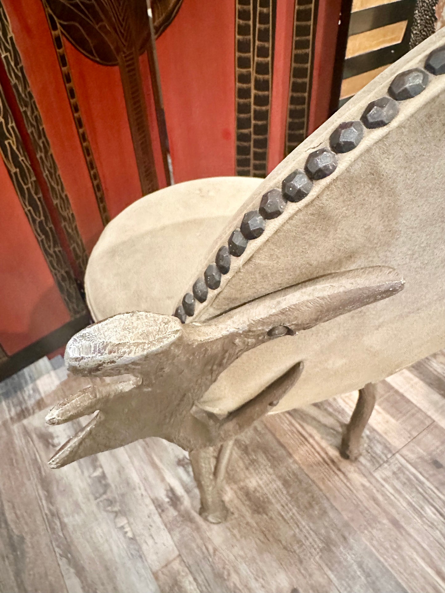 1970s Cast Aluminum Antler Chair by Arthur Court. Nubuck Upholstery.