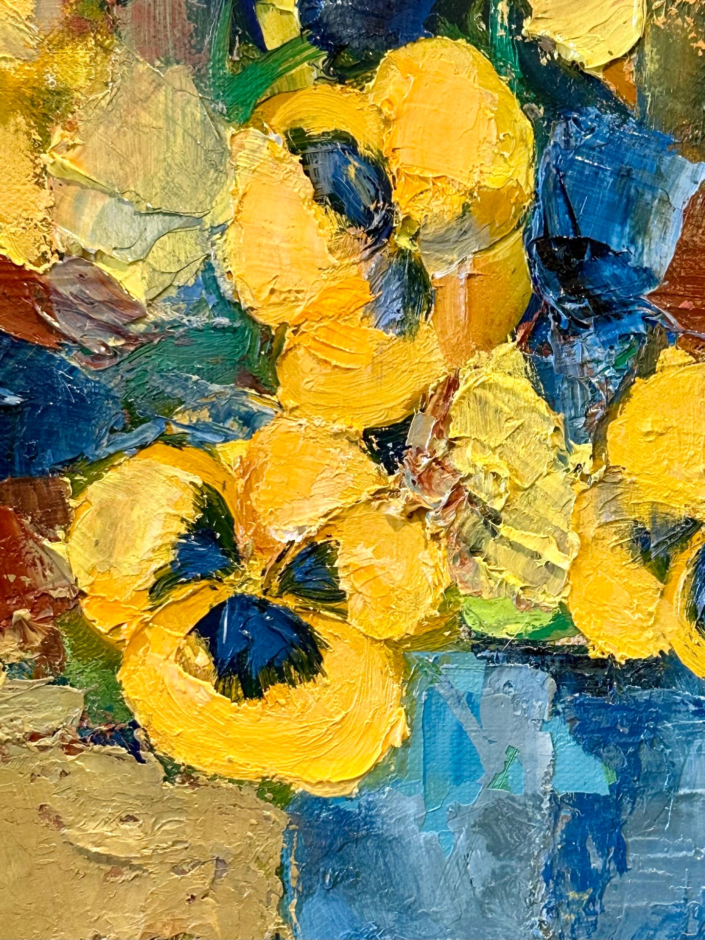 "Pansies" Oil on Board by Y. Takahasi - 1950s/60s