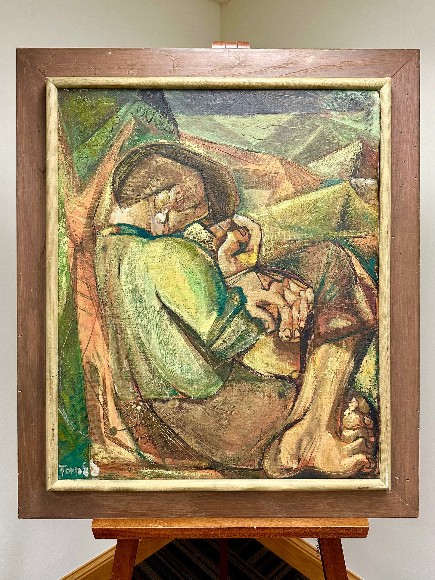 ..Pablo Fornes Isern, Spain (B. 1930), Cubist Figure, Oil On Canvas Laid Down On Masonite