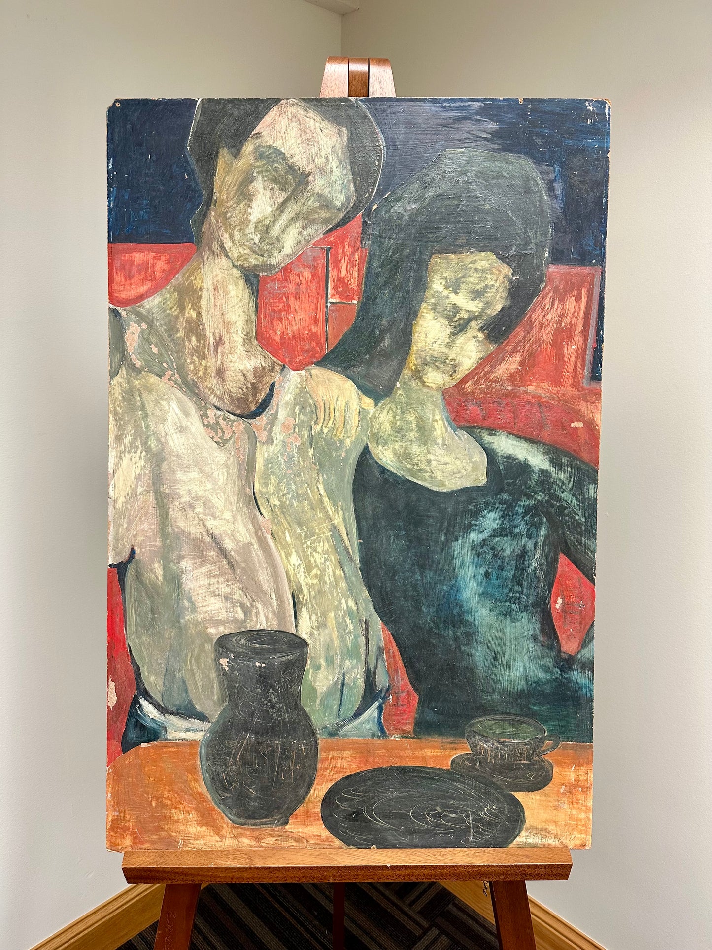 F. Rayner - Surrealist Oil on Board, 1968