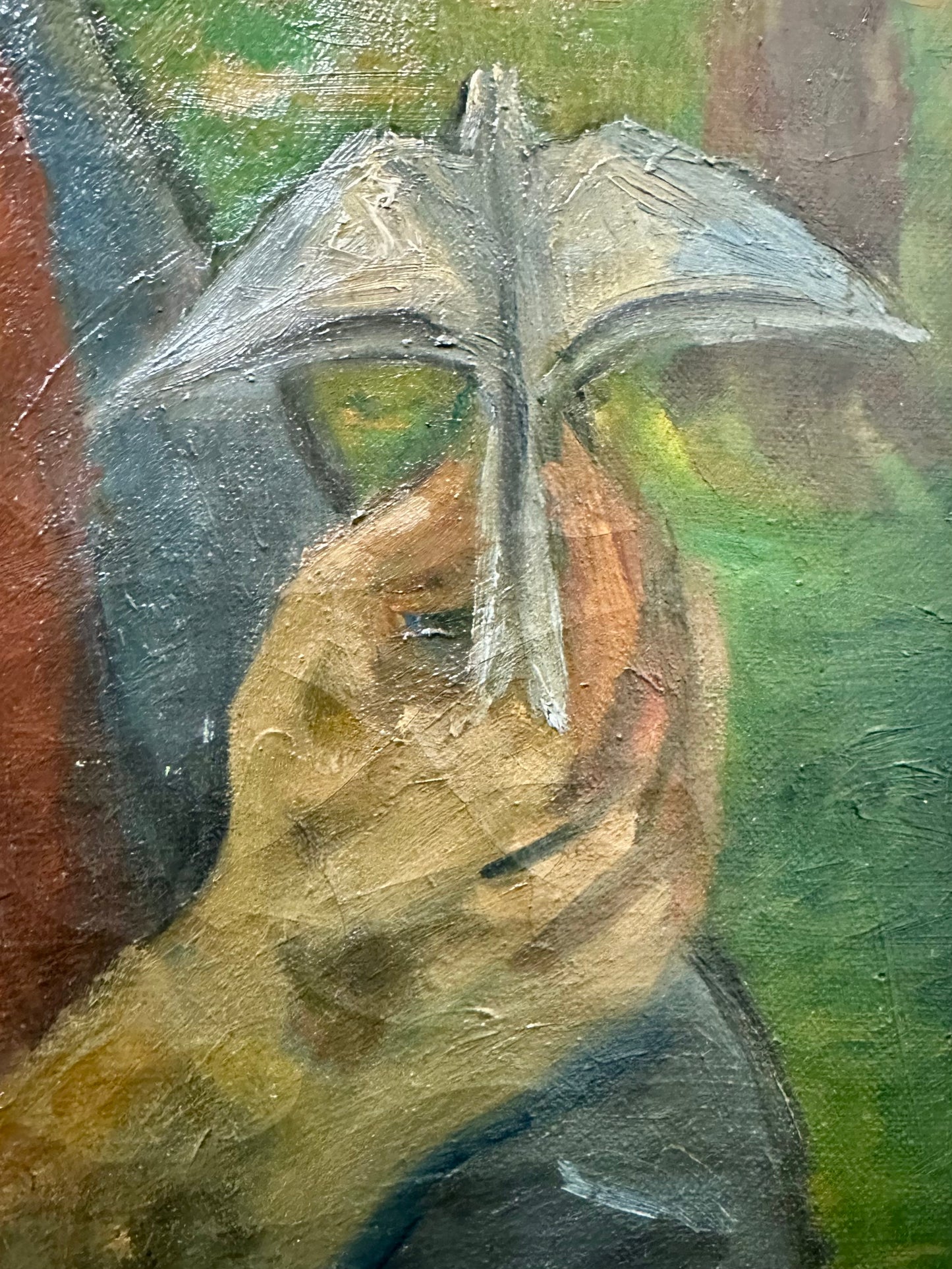 "Portrait Of A Man With Origami Bird" by Julio De Diego (1900-1979) - Oil on Canvas