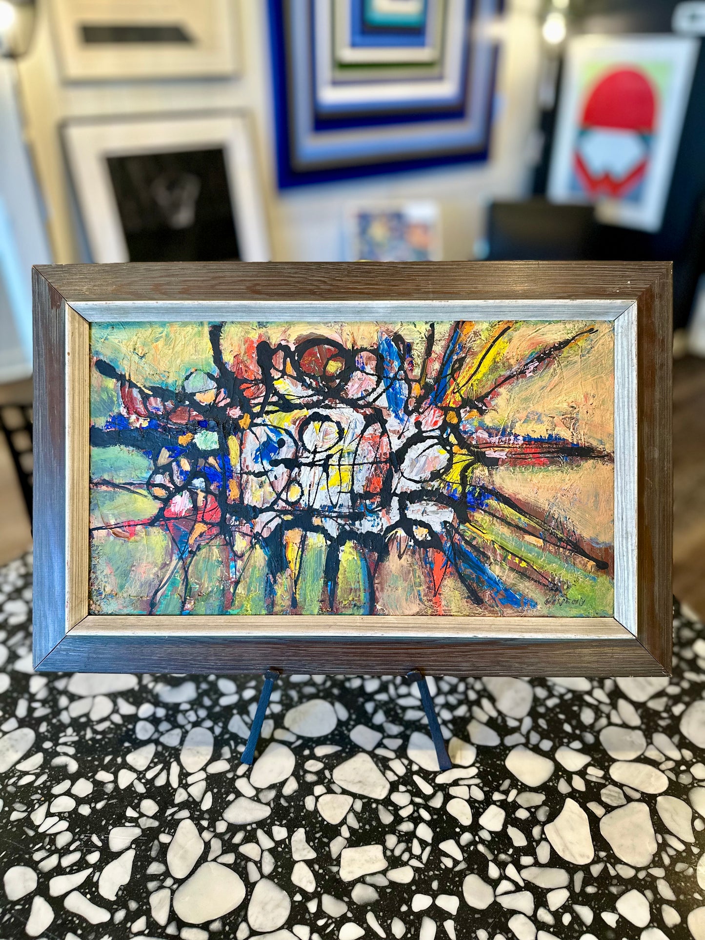 Rita Gencin (1923-2000) MCM Abstract Oil on Board, 1950