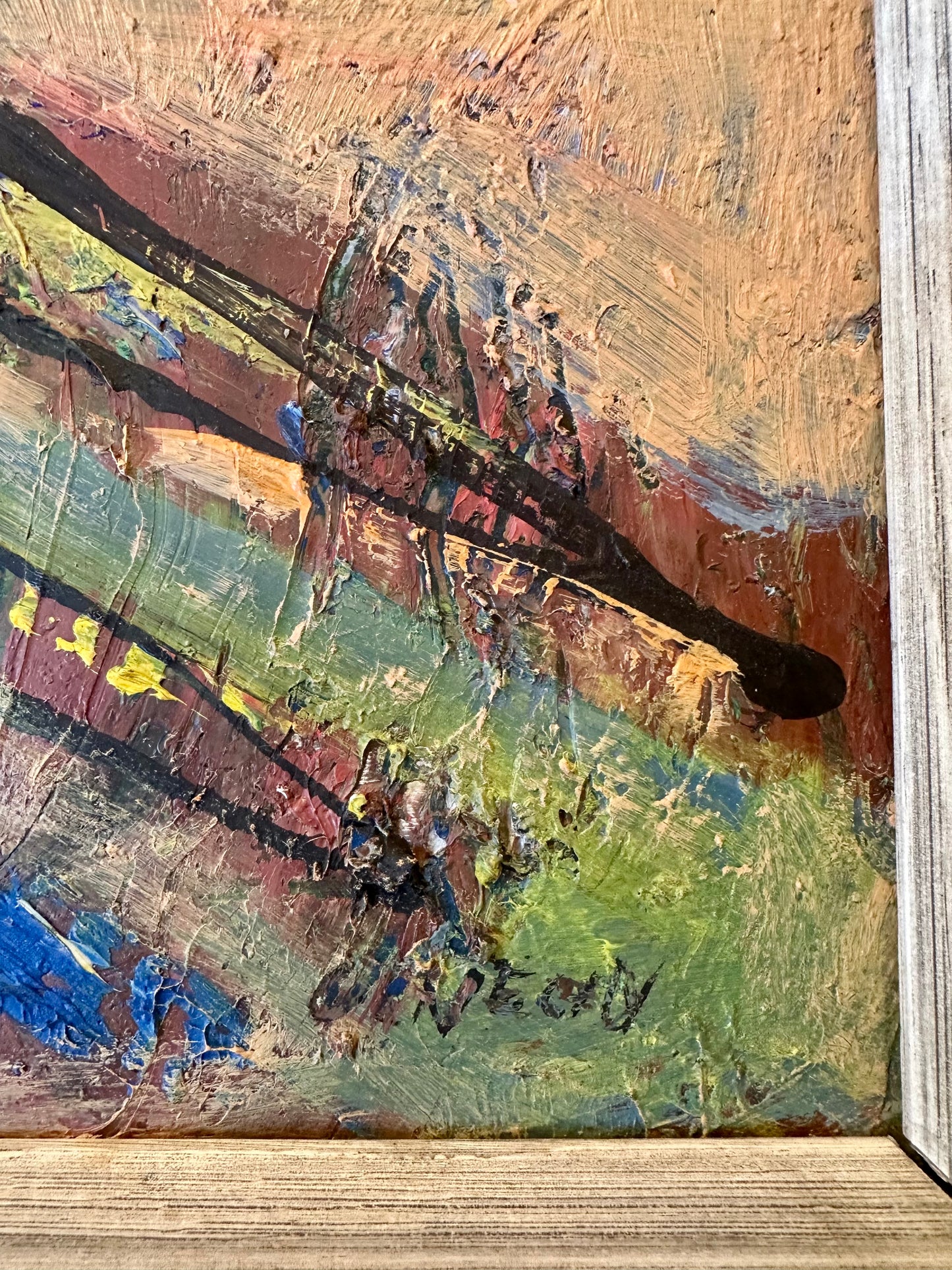 Rita Gencin (1923-2000) MCM Abstract Oil on Board, 1950