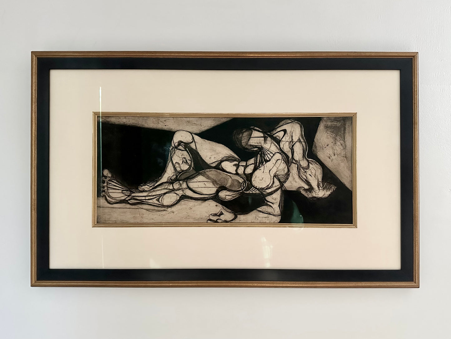 - Brutalist Etching of a Man in Repose - 1960s/70s