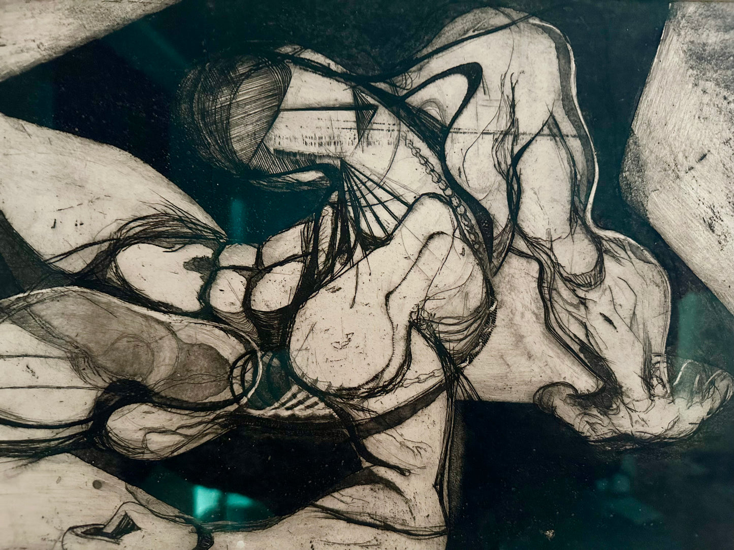 - Brutalist Etching of a Man in Repose - 1960s/70s