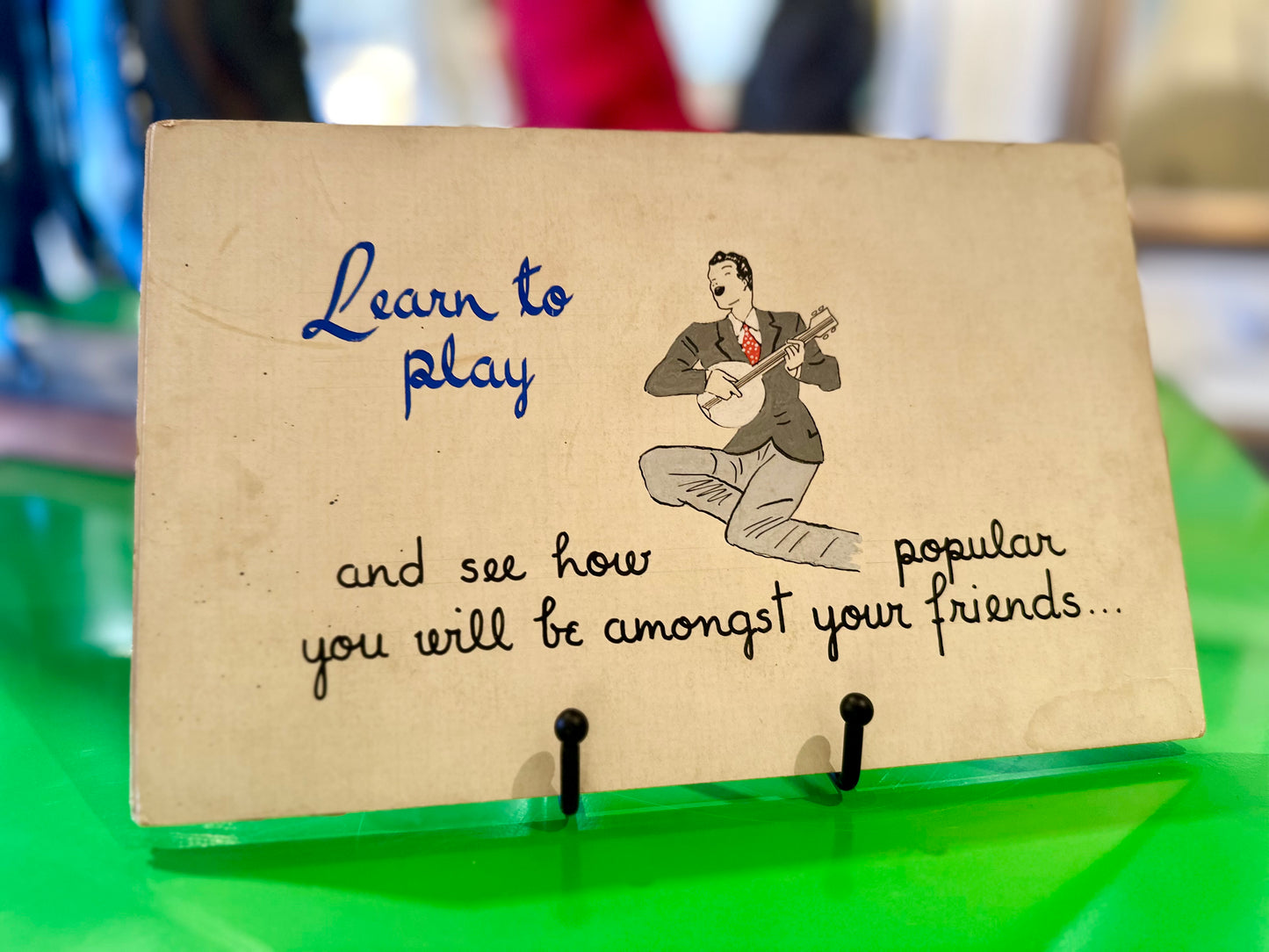 Set of 6 Hand Painted Music Cards - 1940s/50s