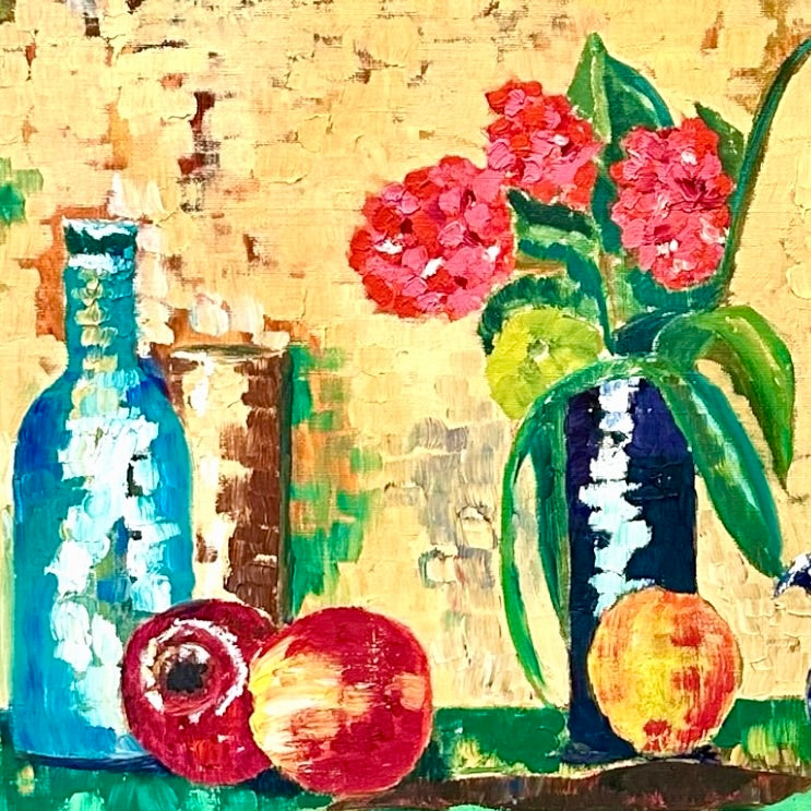 Mid Century Still Life - Oil on Canvas by MFG