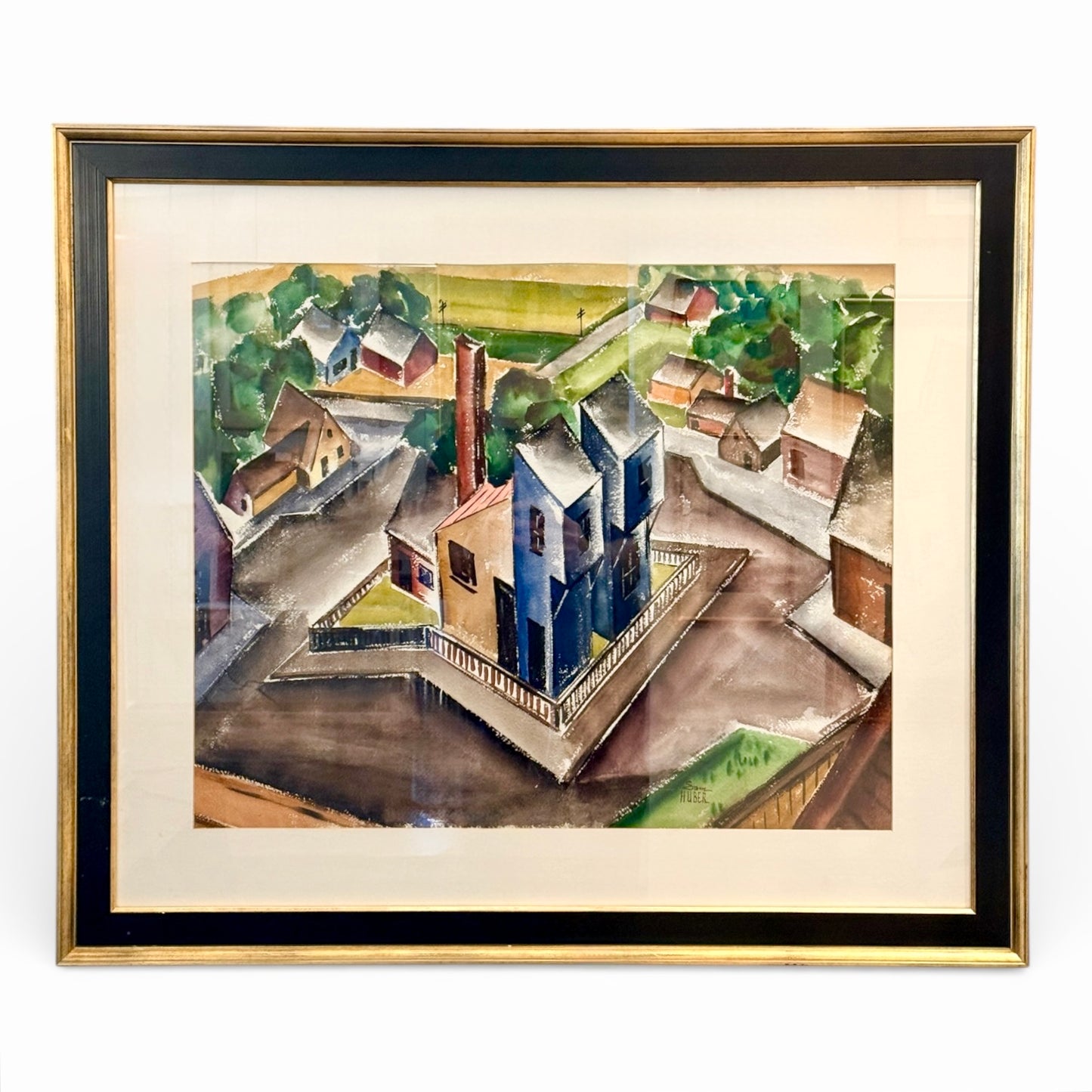 1940s WPA Style Watercolor on Paper by Samuel Huber (1900-1973)