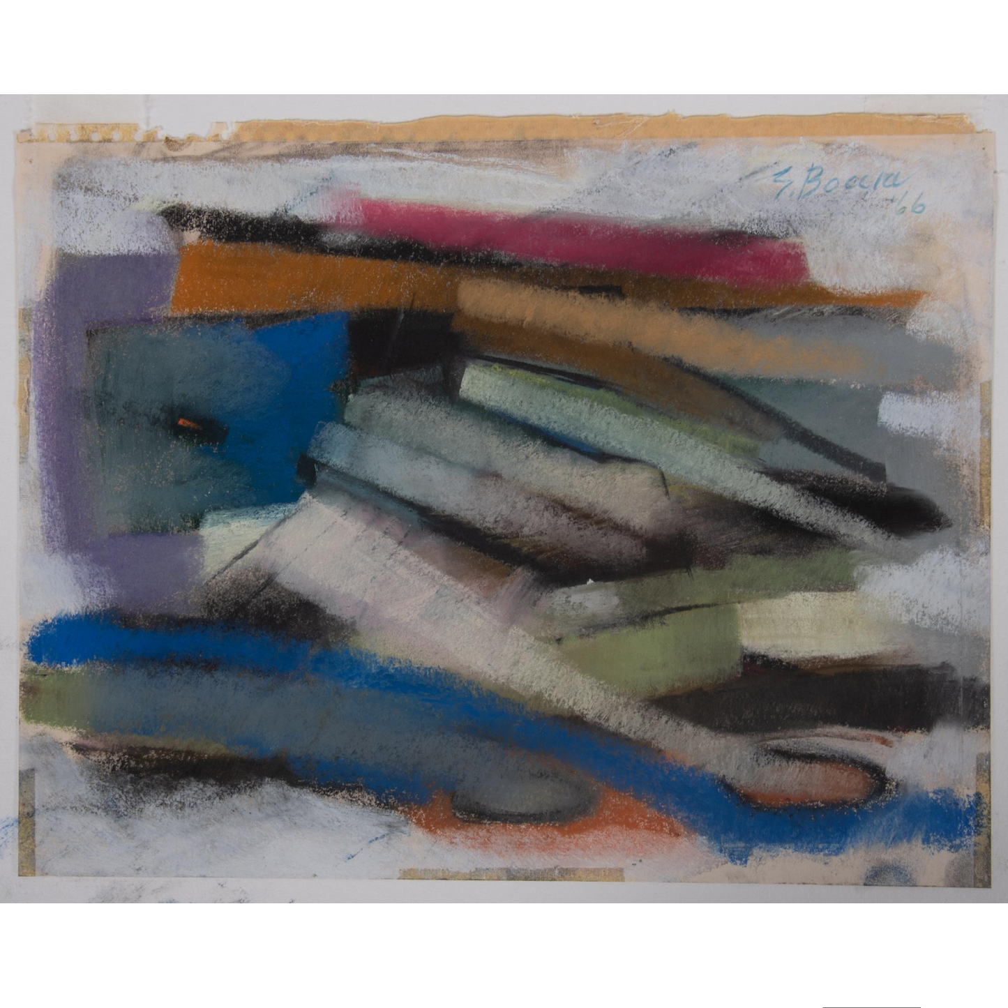 Untitled, Abstract, 1966, Pastel On Paper by Edward Eugene Boccia, Italian/American (1921-2007)