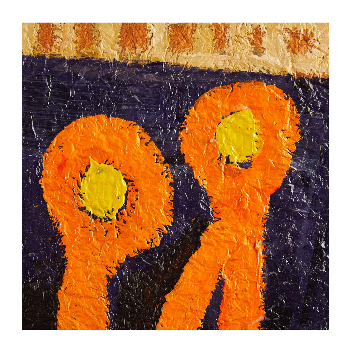 "Crosshatch Orange" by Mary Franklin (20th C) - Acrylic on Paper