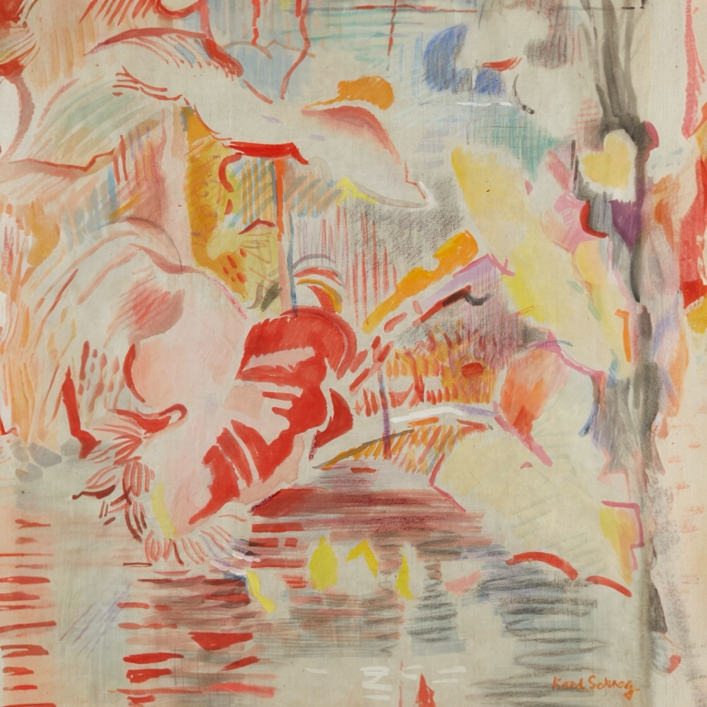 “Southern Plants” - Watercolor on Paper by Karl Schrag (1912-1995)