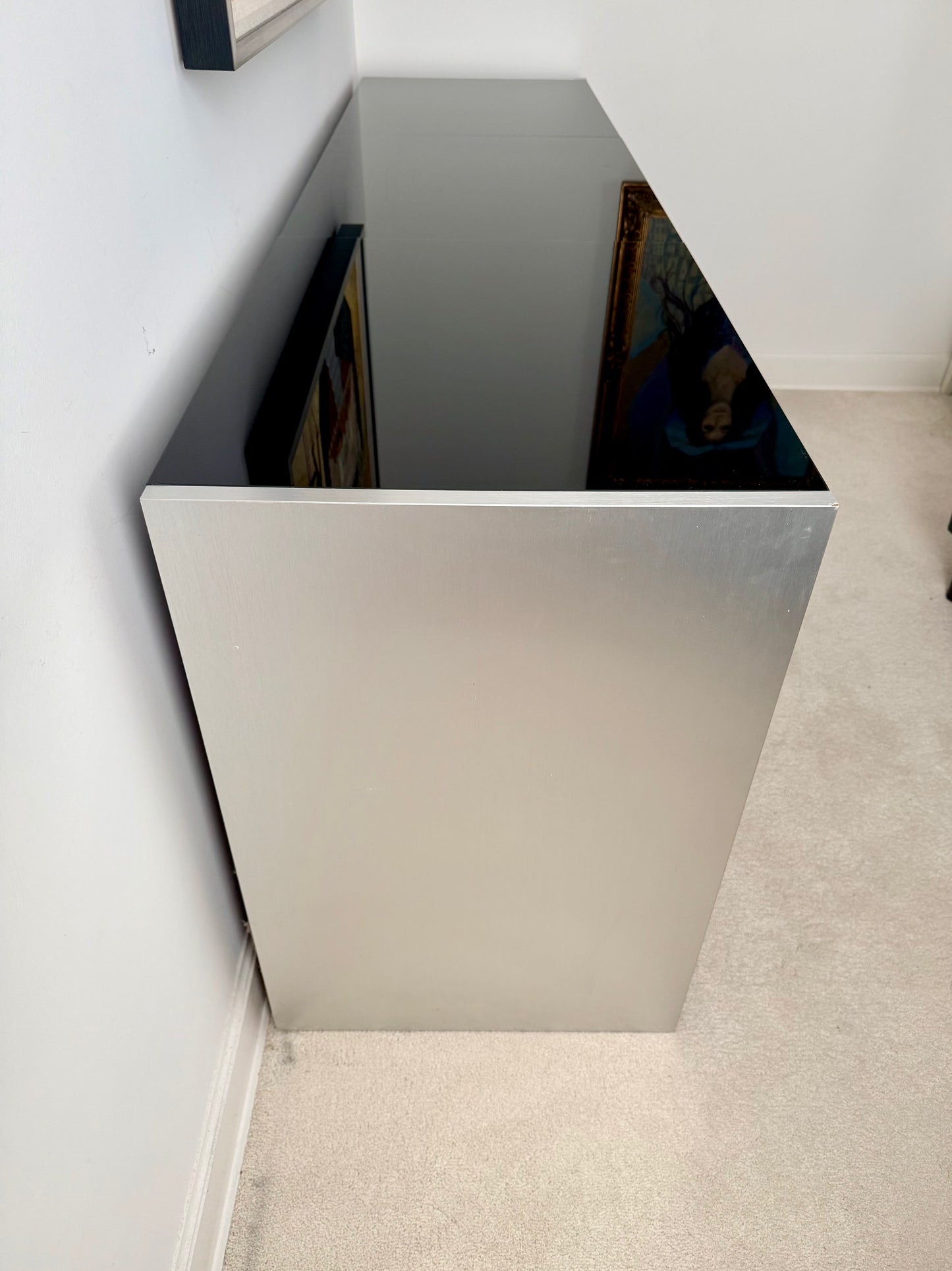 Postmodern Glass and Aluminum Console by Ello, 1990s