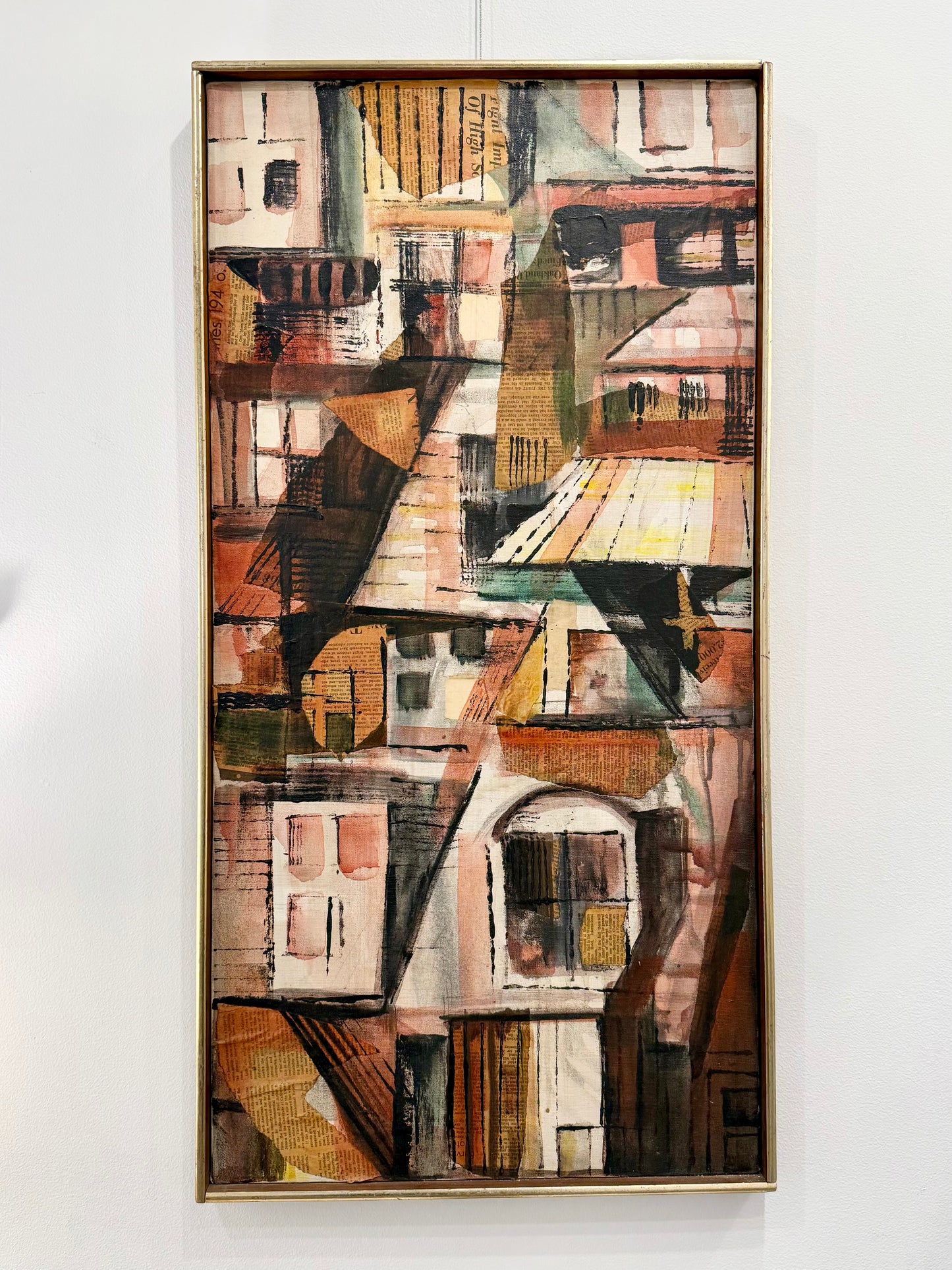 Unsigned Mid-Century Painting - Mixed Media on Canvas, 1950s