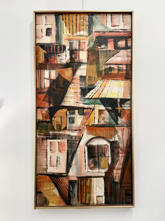 Unsigned Mid-Century Painting - Mixed Media on Canvas, 1950s