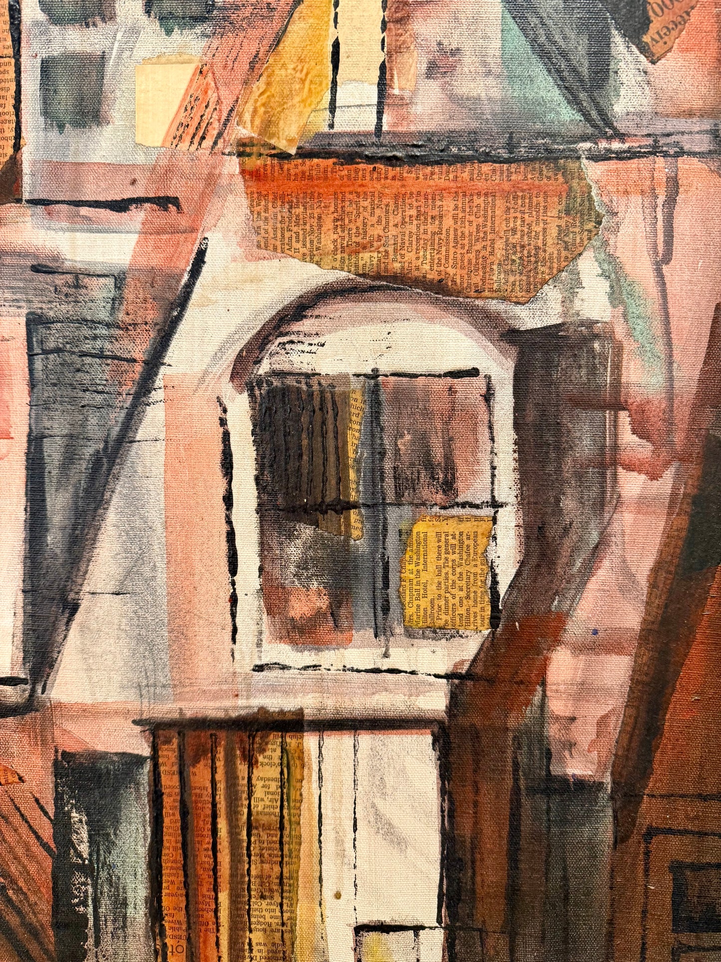 Unsigned Mid-Century Painting - Mixed Media on Canvas, 1950s