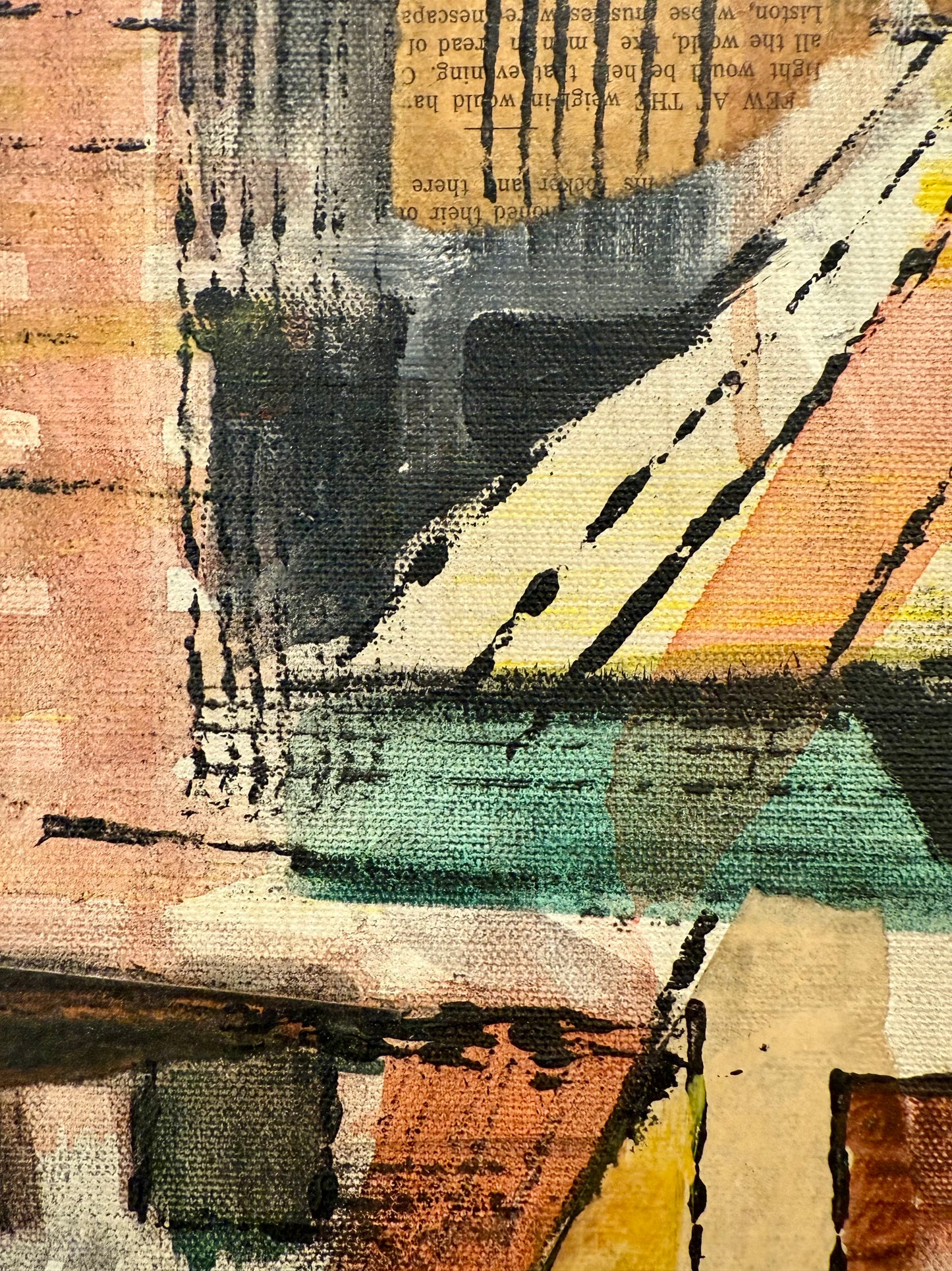 Unsigned Mid-Century Painting - Mixed Media on Canvas, 1950s