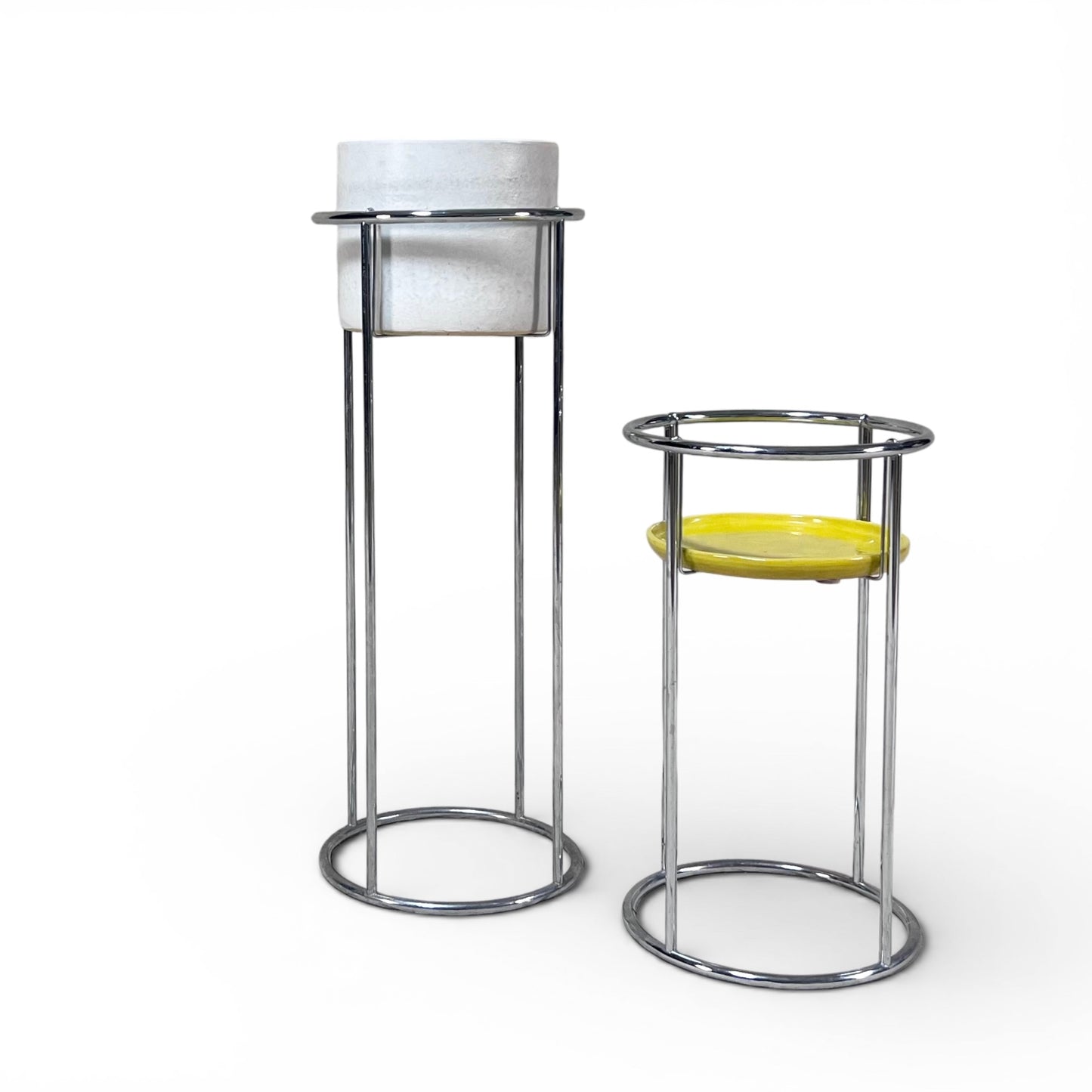 Pair of Vintage Chrome Plant Stands