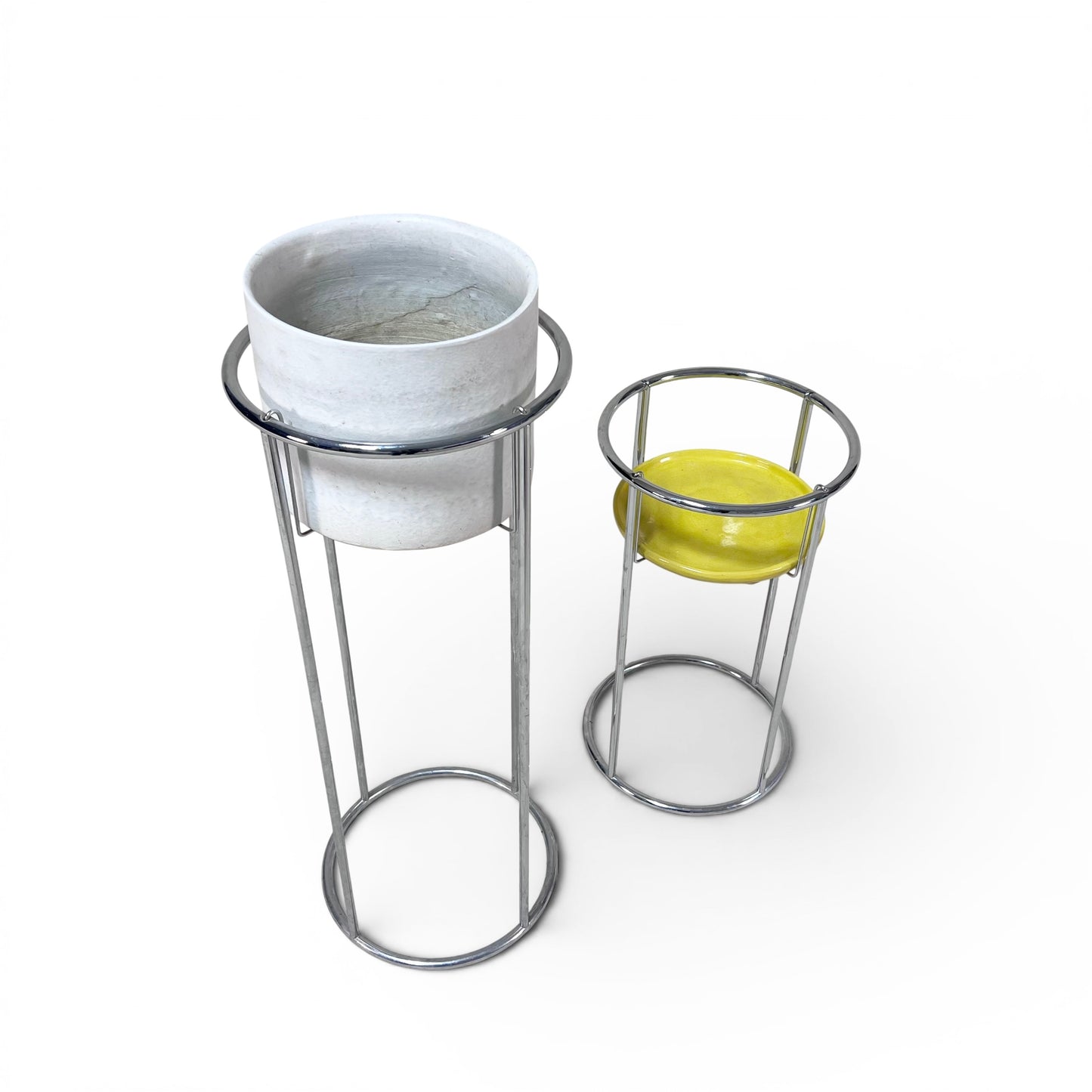 Pair of Vintage Chrome Plant Stands