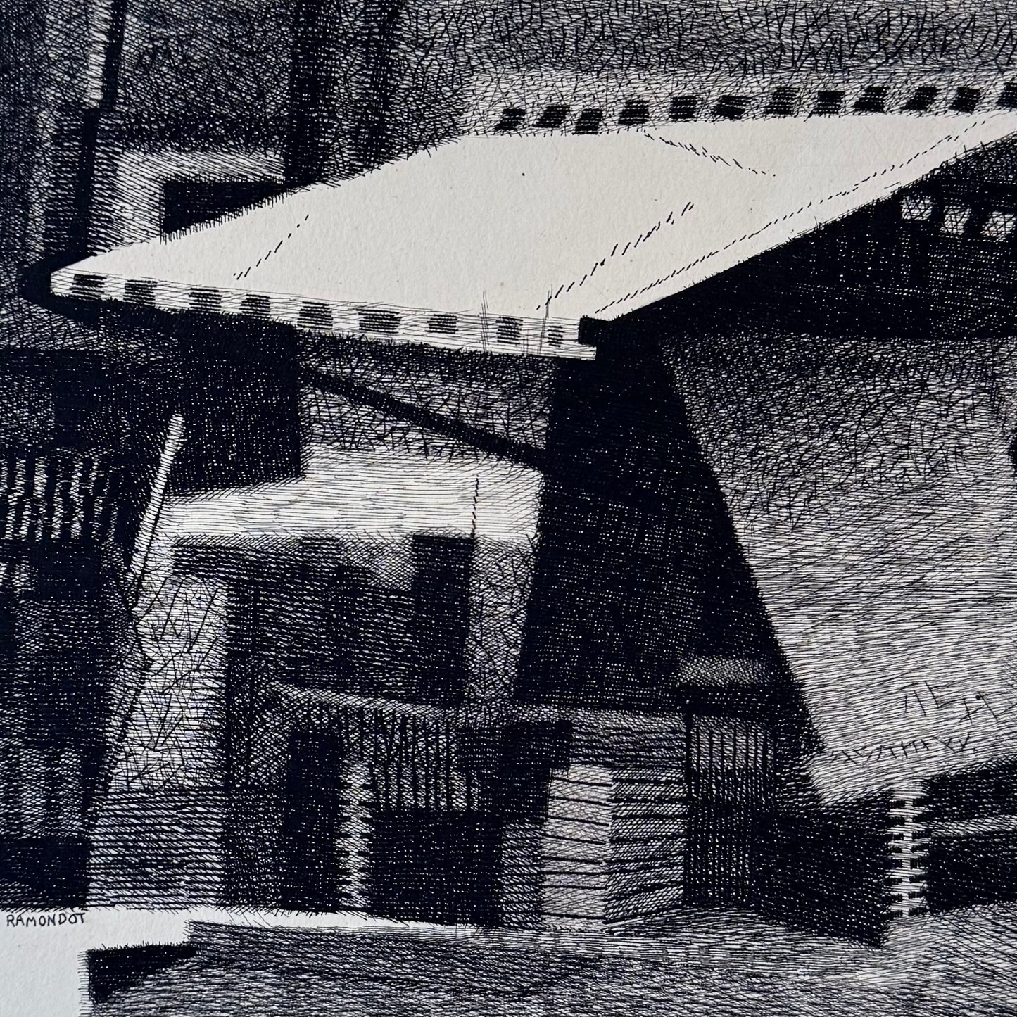 "Facade" Etching by Jacques Ramondot (1928-1999) Unframed