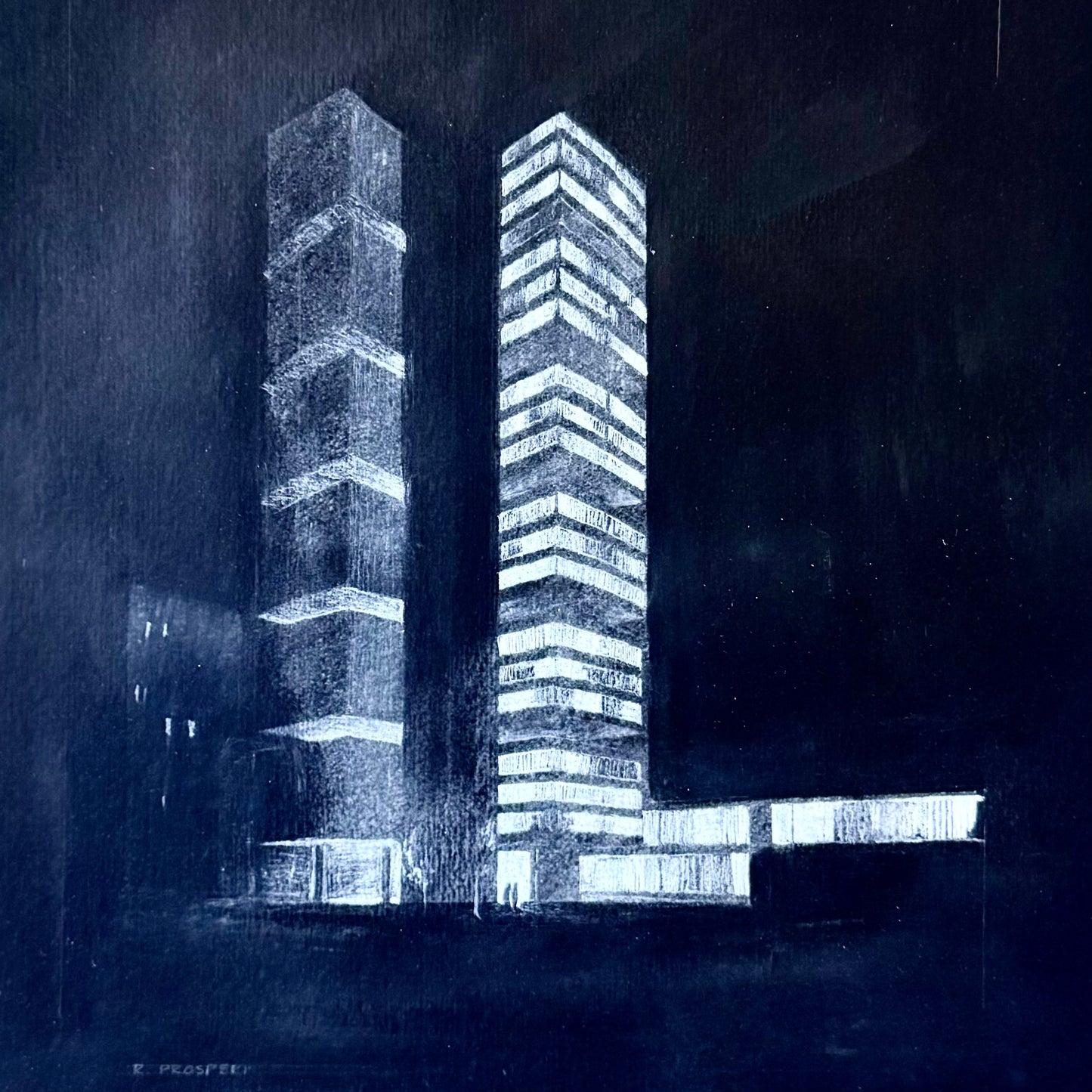 1960s Mixed Media Architectural Rendering - Unframed