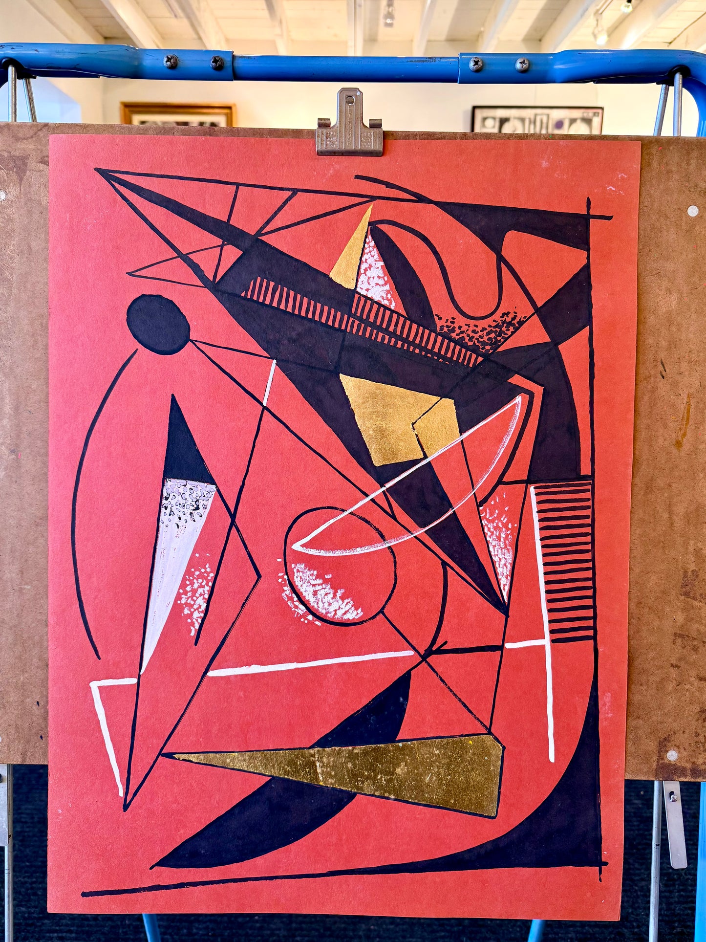 Abstract Gouache and Gold Leaf on Paper, 1940s/50s  by John Von Wicht (1888-1970) - Unframed