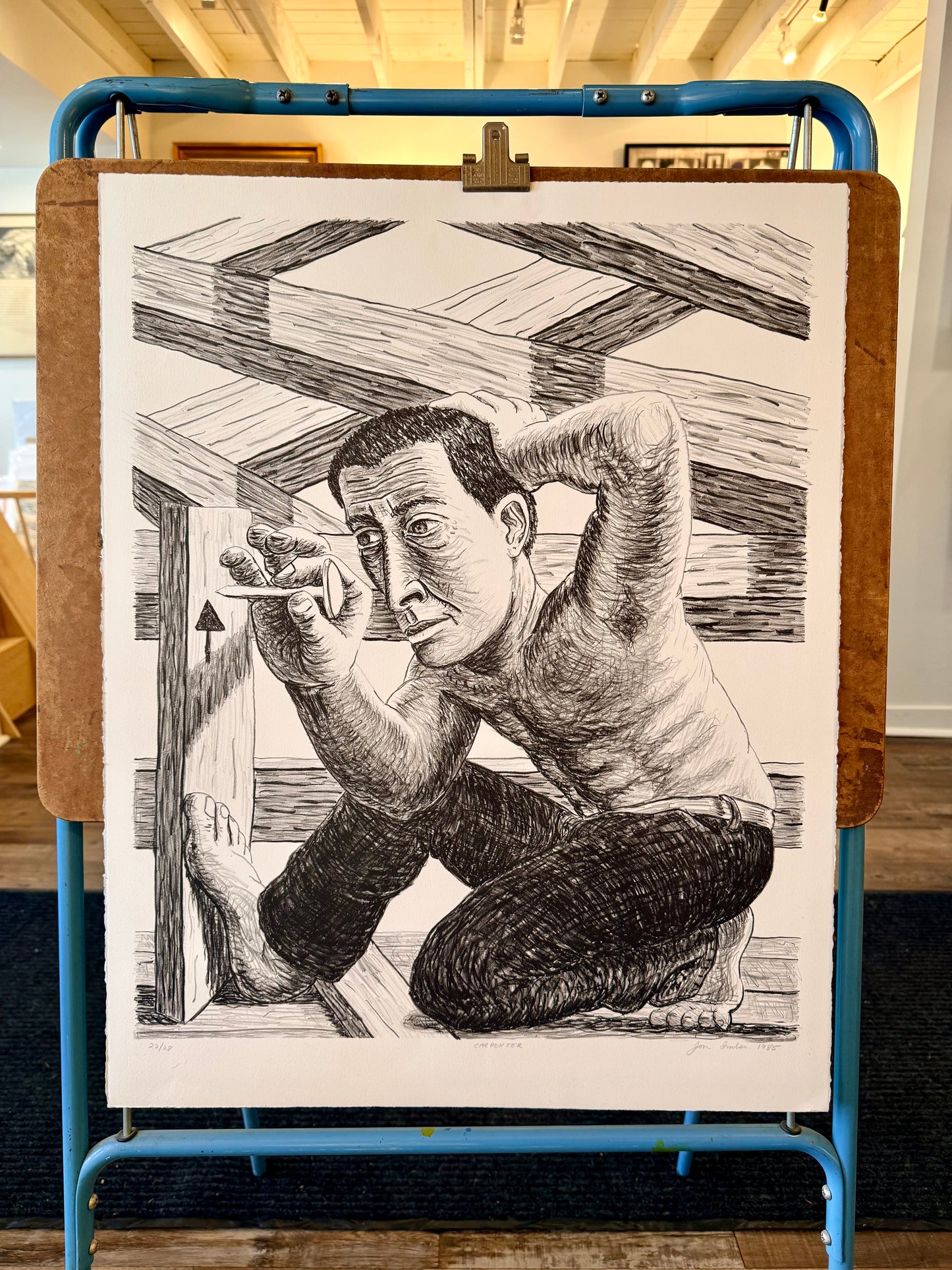 "Carpenter" 1985 - Lithograph by John Imber (1950-2014) - Unframed