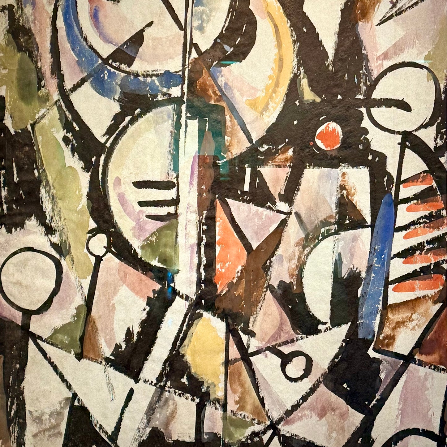 Mixed Media Abstract on Paper by John Von Wicht (1888-1970)