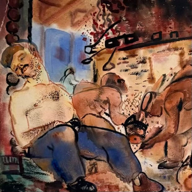Steel Workers - 1930s - Watercolor on Paper by Bernard Klonis (1906-1957)