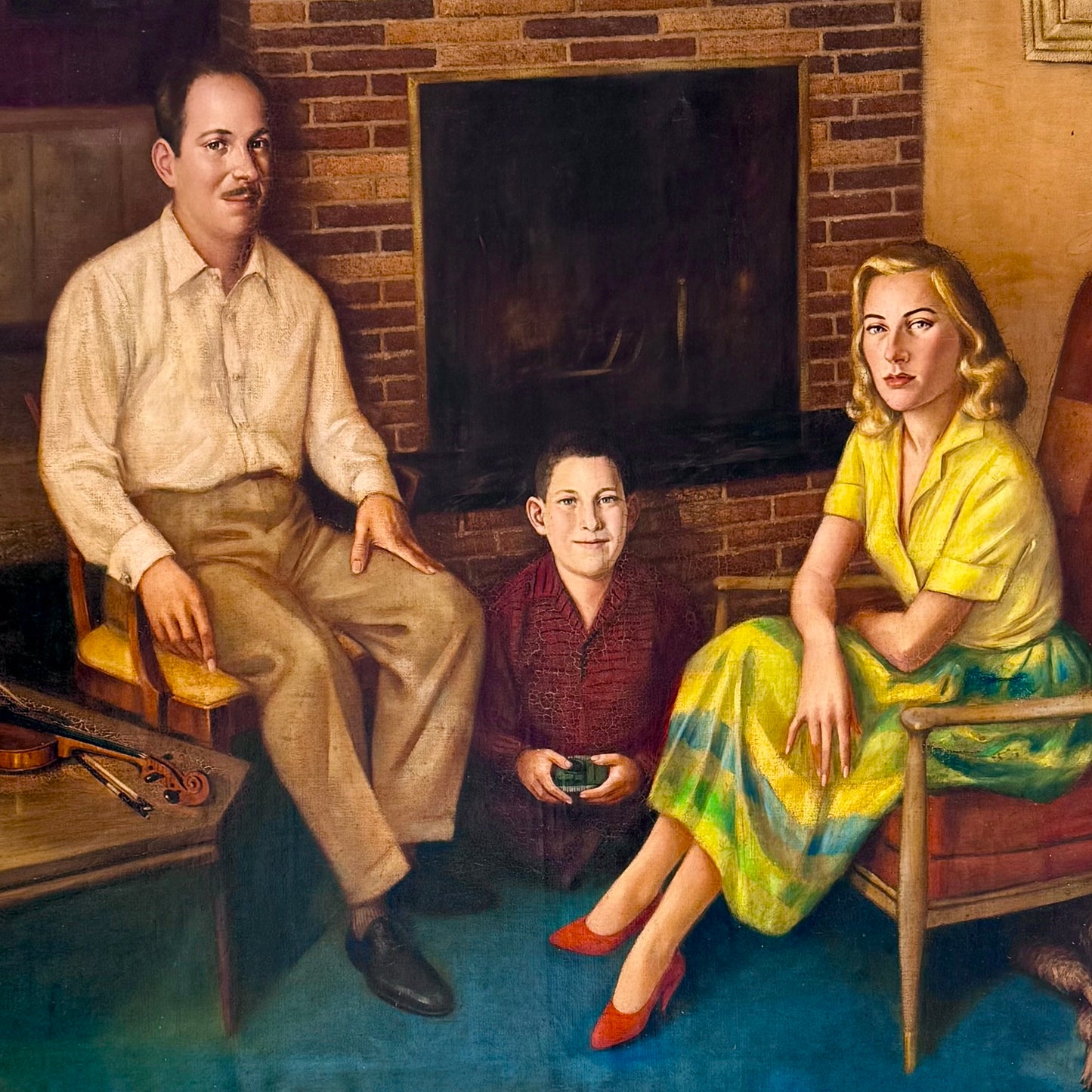 Large (Unintentionally Surreal) Family Portrait, 1959 - Oil on Canvas - Unknown Artist