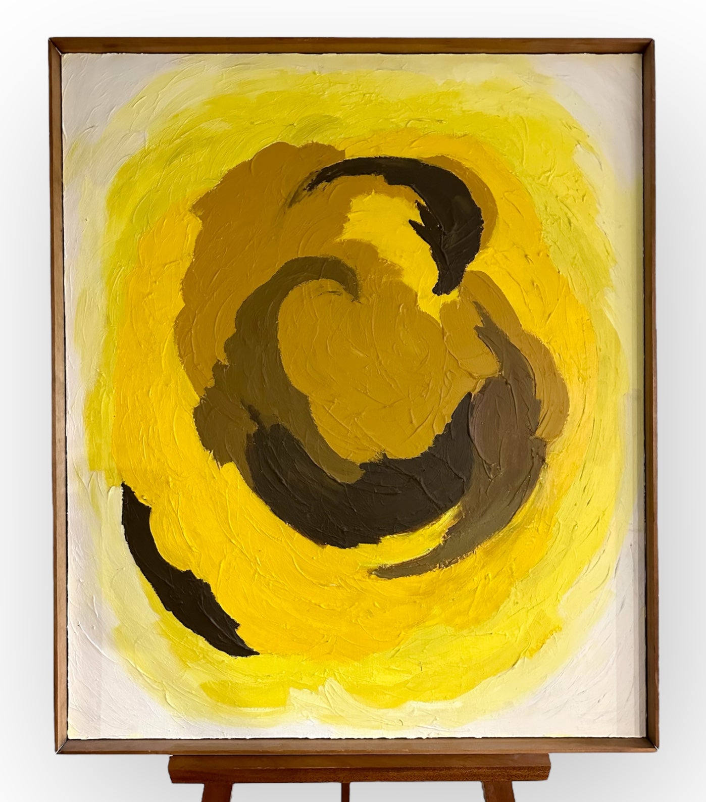 Large 1980s Abstract Oil on Paper - Unknown Artist