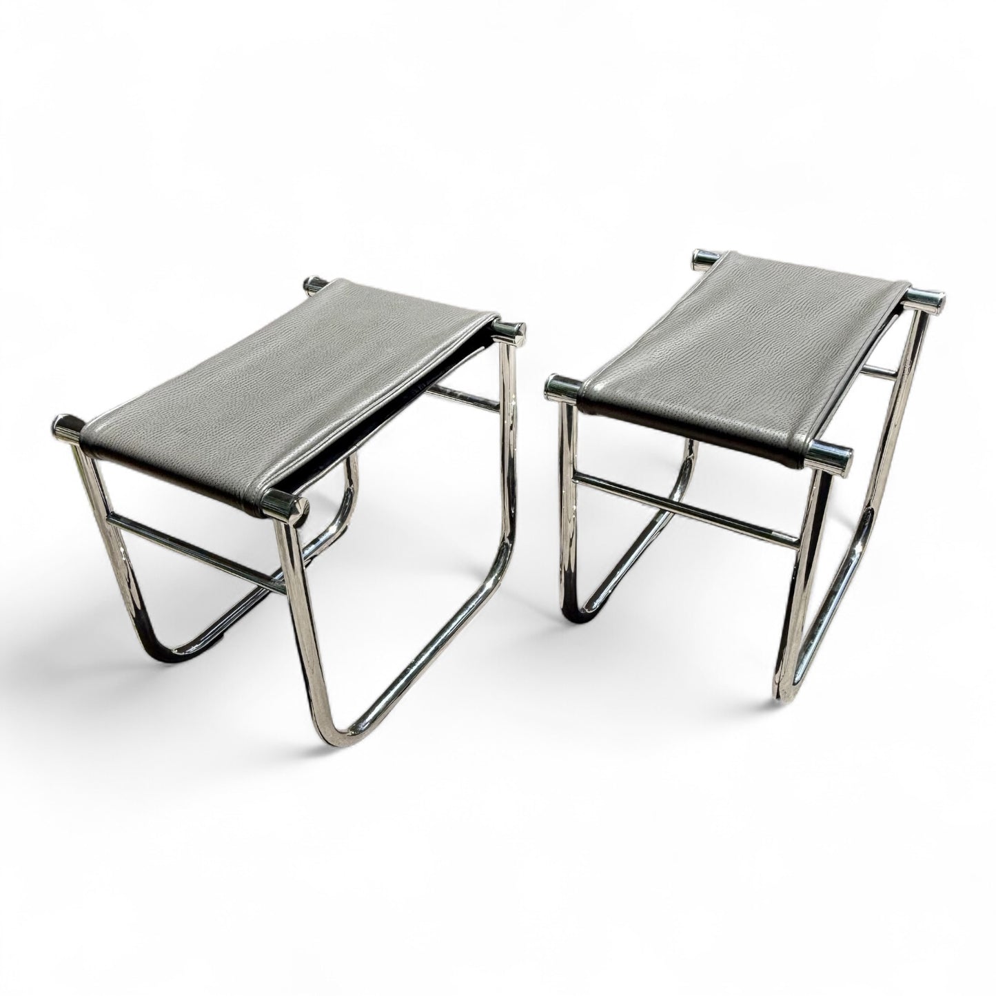 Tabouret Stools by Charlotte Perriand for Cassina - Leather and Chrome - 2 Available