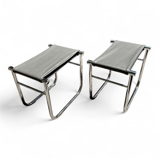 Tabouret Stools by Charlotte Perriand for Cassina - Leather and Chrome - 2 Available