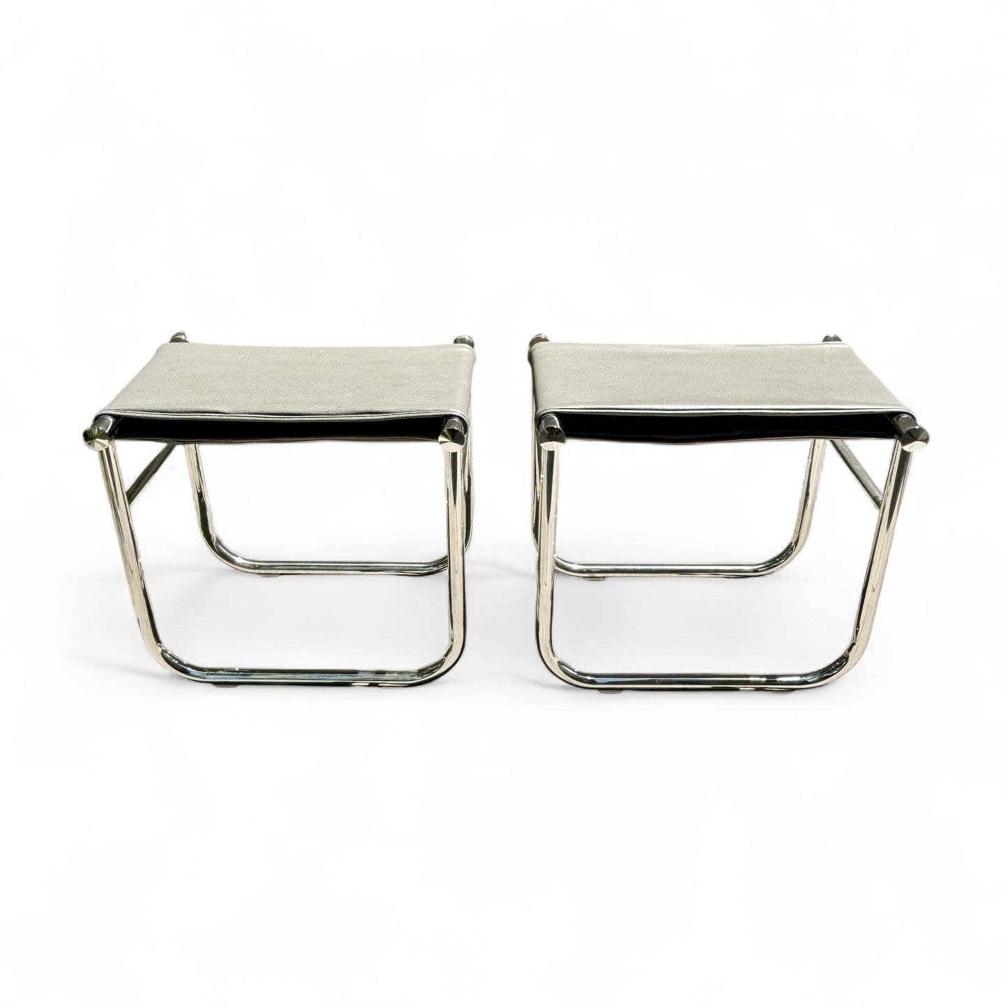 Tabouret Stools by Charlotte Perriand for Cassina - Leather and Chrome - 2 Available