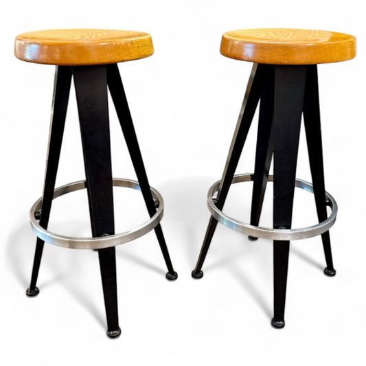2 Bar Stools - After Jean Prouve