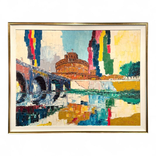 "Castel Sant'Angelo" - 1965 - Oil on Canvas by Gian L. Campanile (1925-1973)