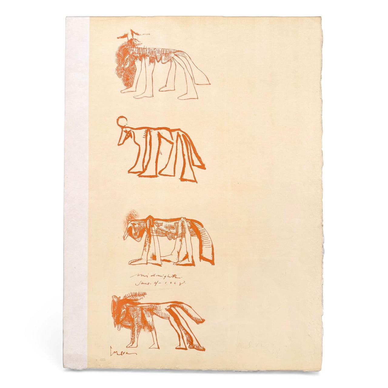 "Four Animals" Lithograph by Jose Luis Cuevas (1934-2017) - Unframed