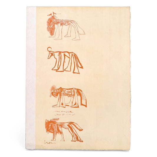 "Four Animals" Lithograph by Jose Luis Cuevas (1934-2017)