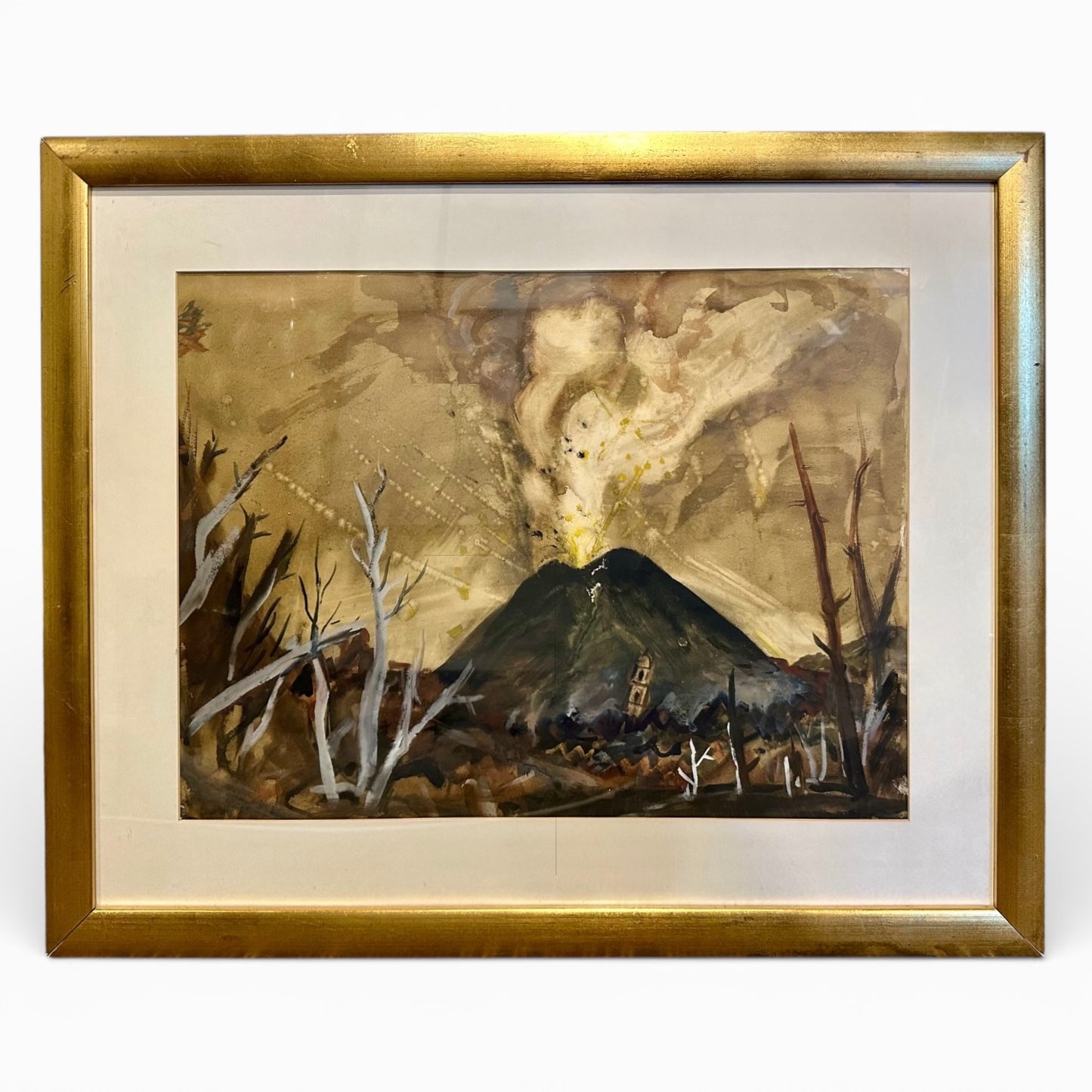 Eruption of Paricutin Volcano, 1945 - Watercolor/Gouache on Paper by Lloyd Goff (1918-1982)