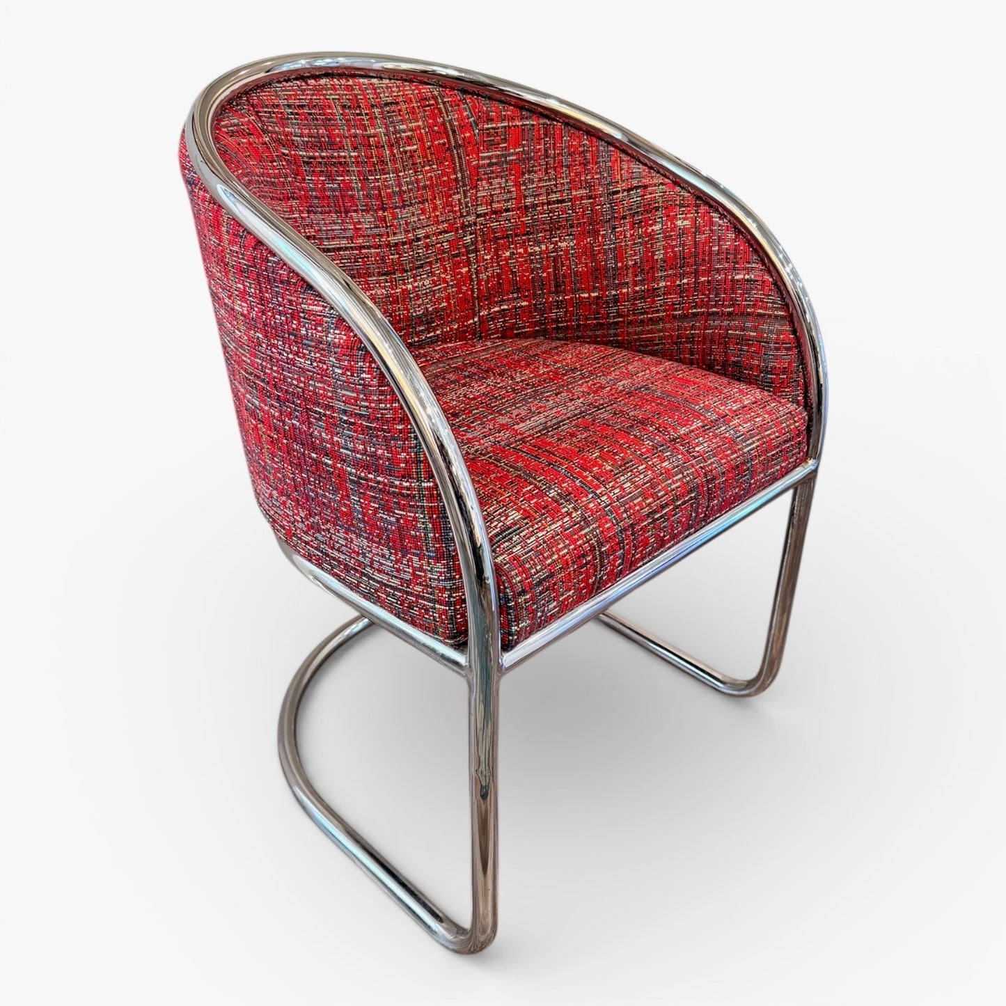 1970s Chrome Accent Chair - Reupholstered