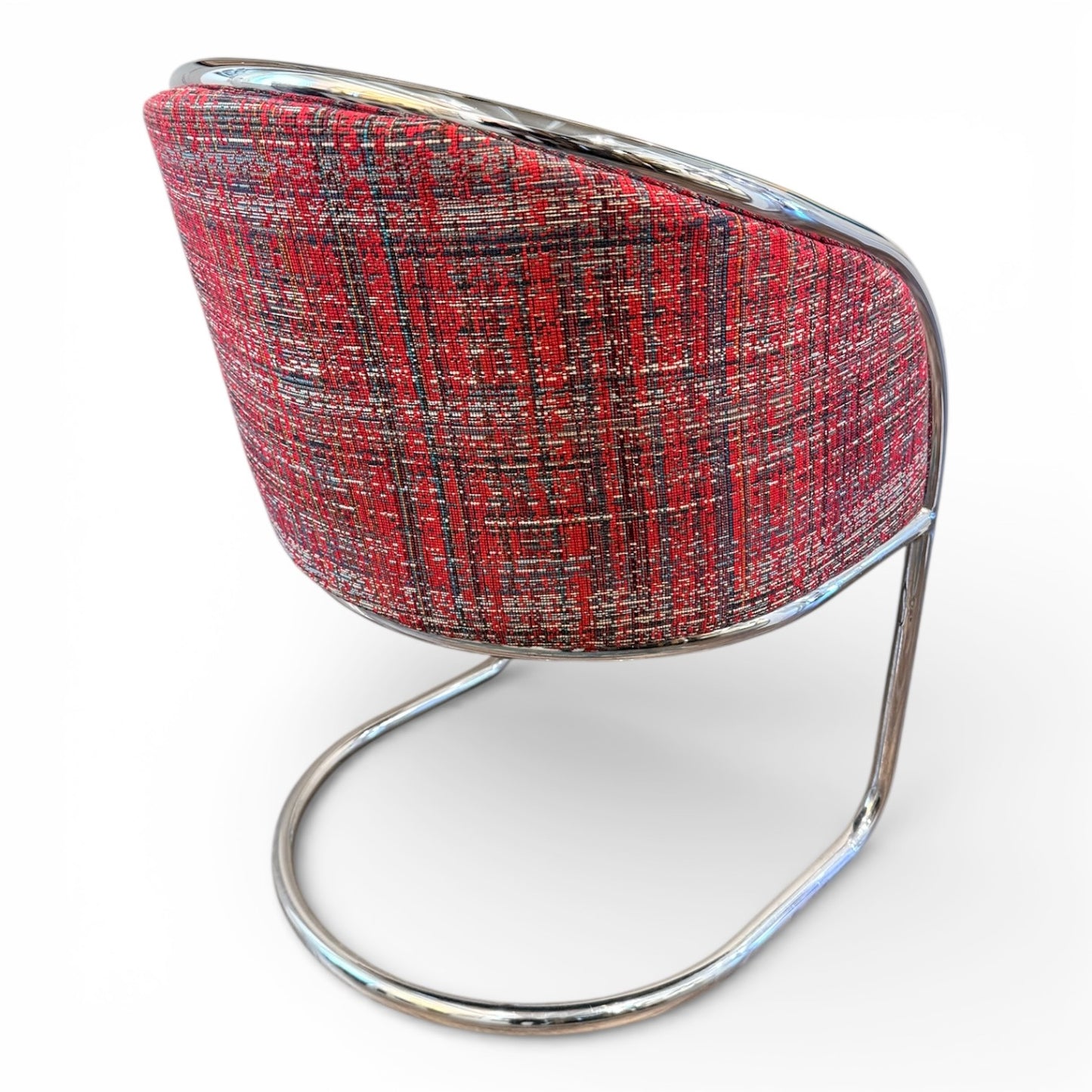 1970s Chrome Accent Chair - Reupholstered