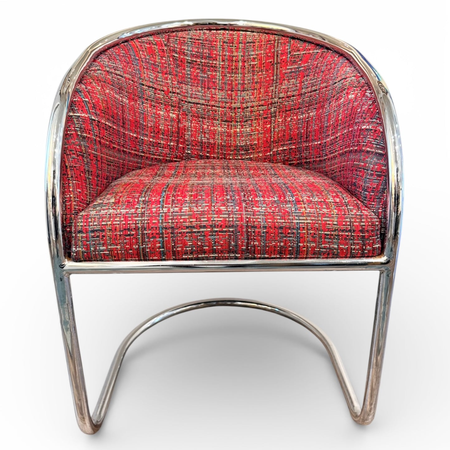 1970s Chrome Accent Chair - Reupholstered