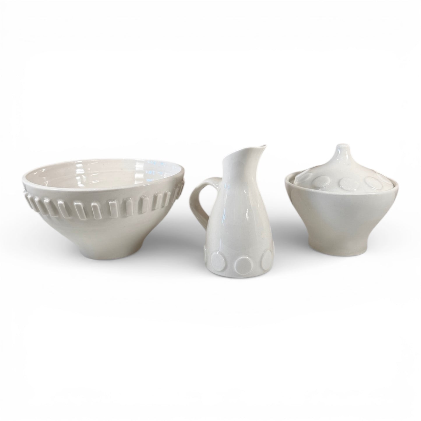 Vintage Jonathan Adler Bespoke Porcelain Trio - Bowl, Sugar and Creamer