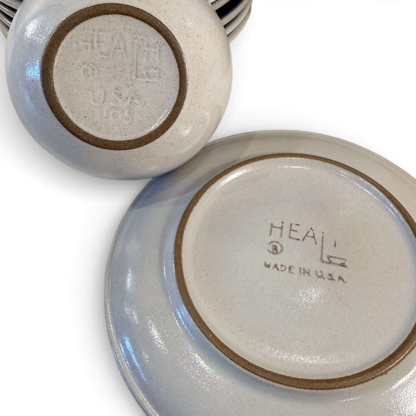 1970s Heath Ceramics Coffee/Tea Cup and Saucer Set for 8 - Opal Blue Color - Never Used