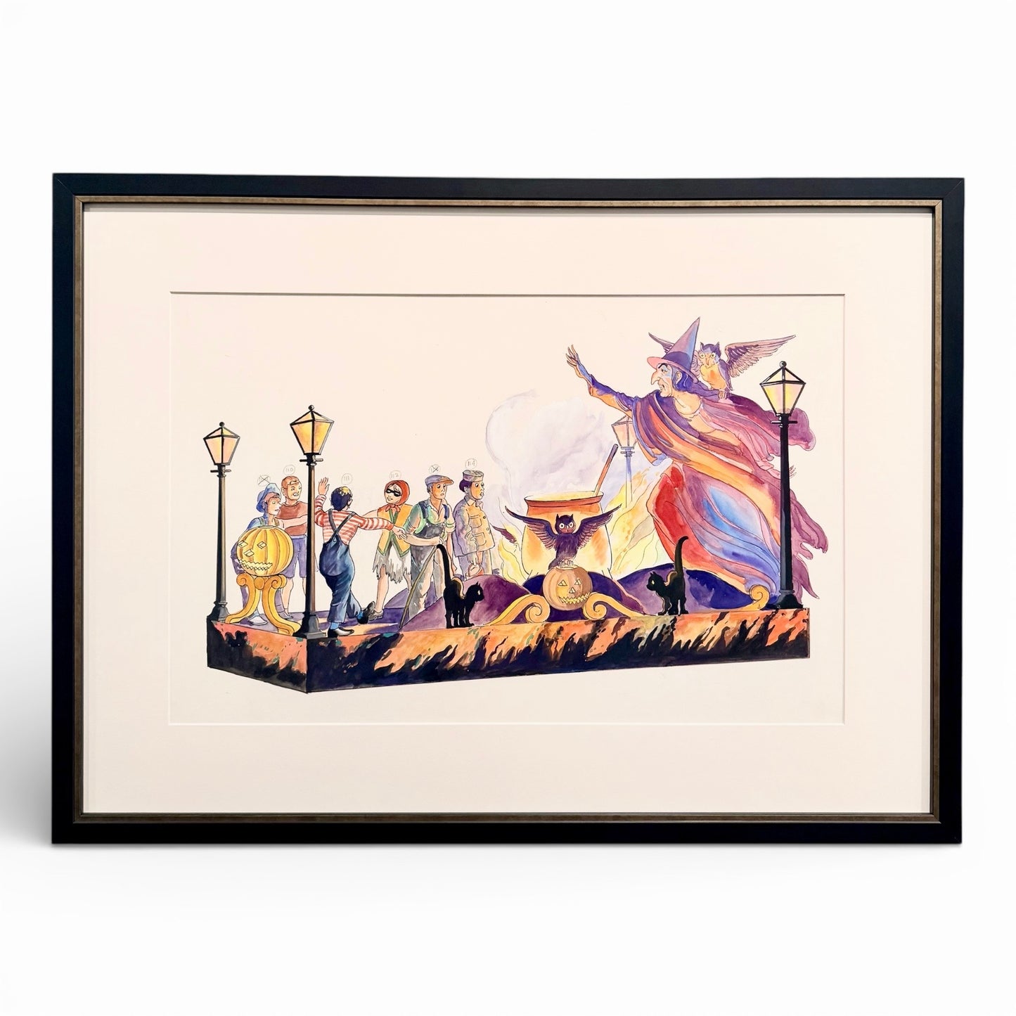 Halloween Parade Float - Watercolor on Board, 1947 - By Oscar E. Berninghaus (1874-1952)