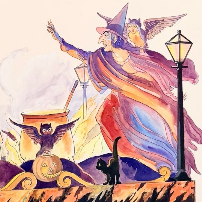 Halloween Parade Float - Watercolor on Board, 1947 - By Oscar E. Berninghaus (1874-1952)