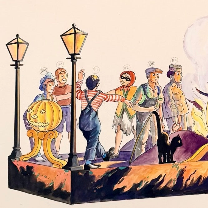 Halloween Parade Float - Watercolor on Board, 1947 - By Oscar E. Berninghaus (1874-1952)
